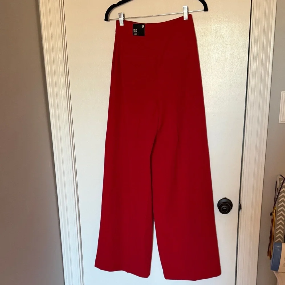 NWT Express- Wide-Leg High-Waist Pants in Red- size 0R - Picture 2 of 5